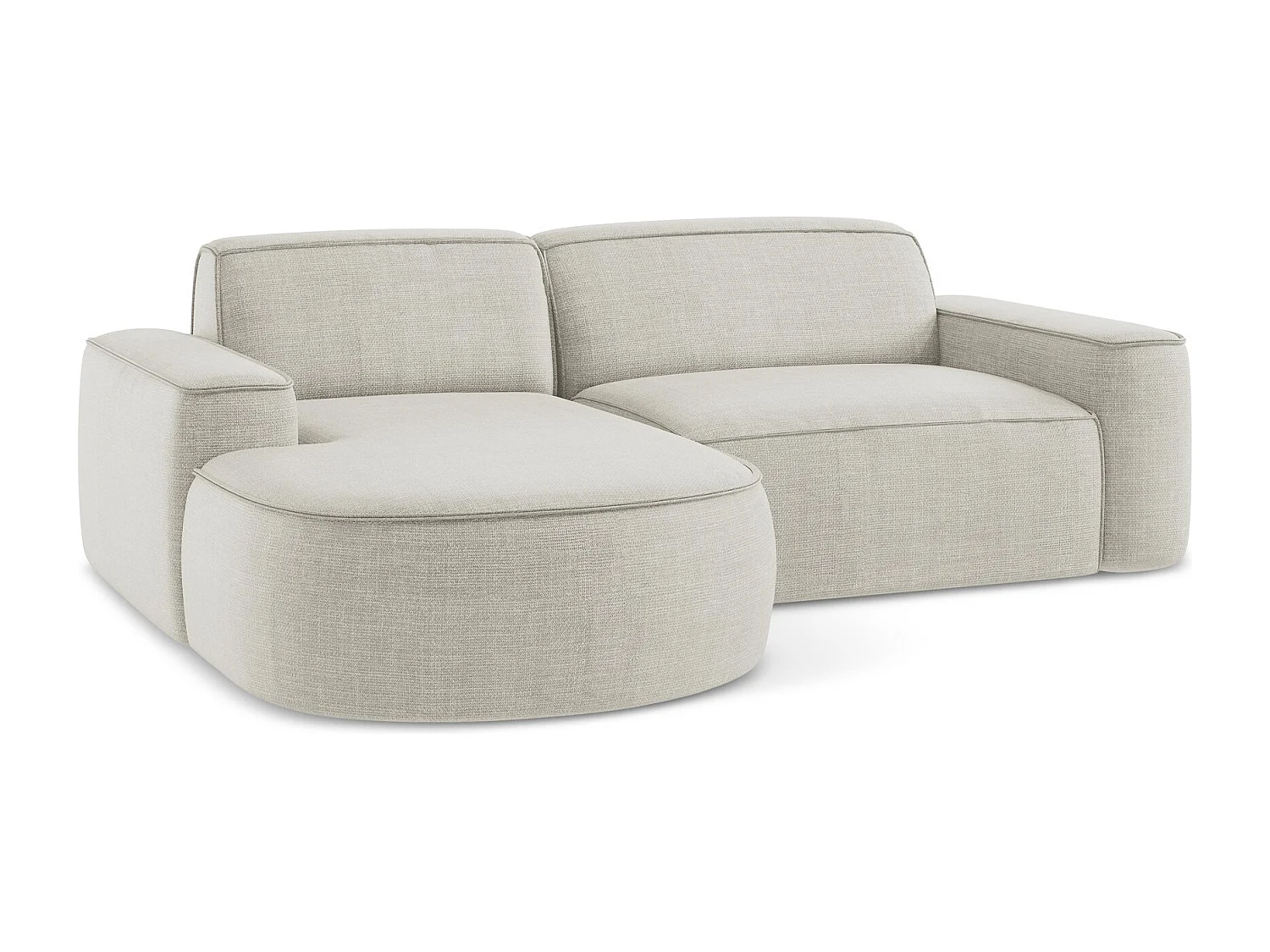 Canapé d'angle 2,5 places modulaire gauche en tissu texturé - beige clair - OMAO