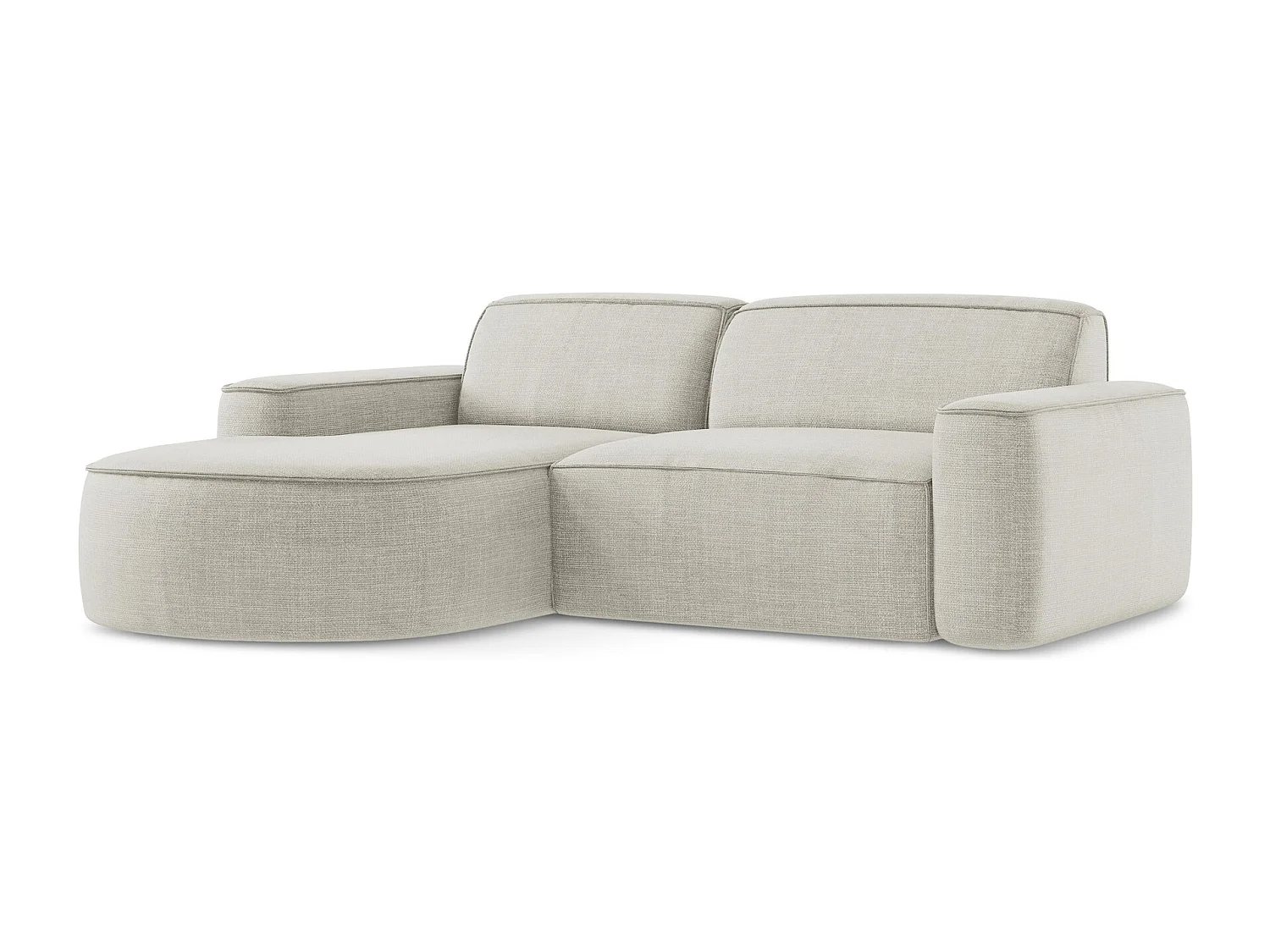 Modulaire hoekbank links van lichtbeige textuurstof - OMAO