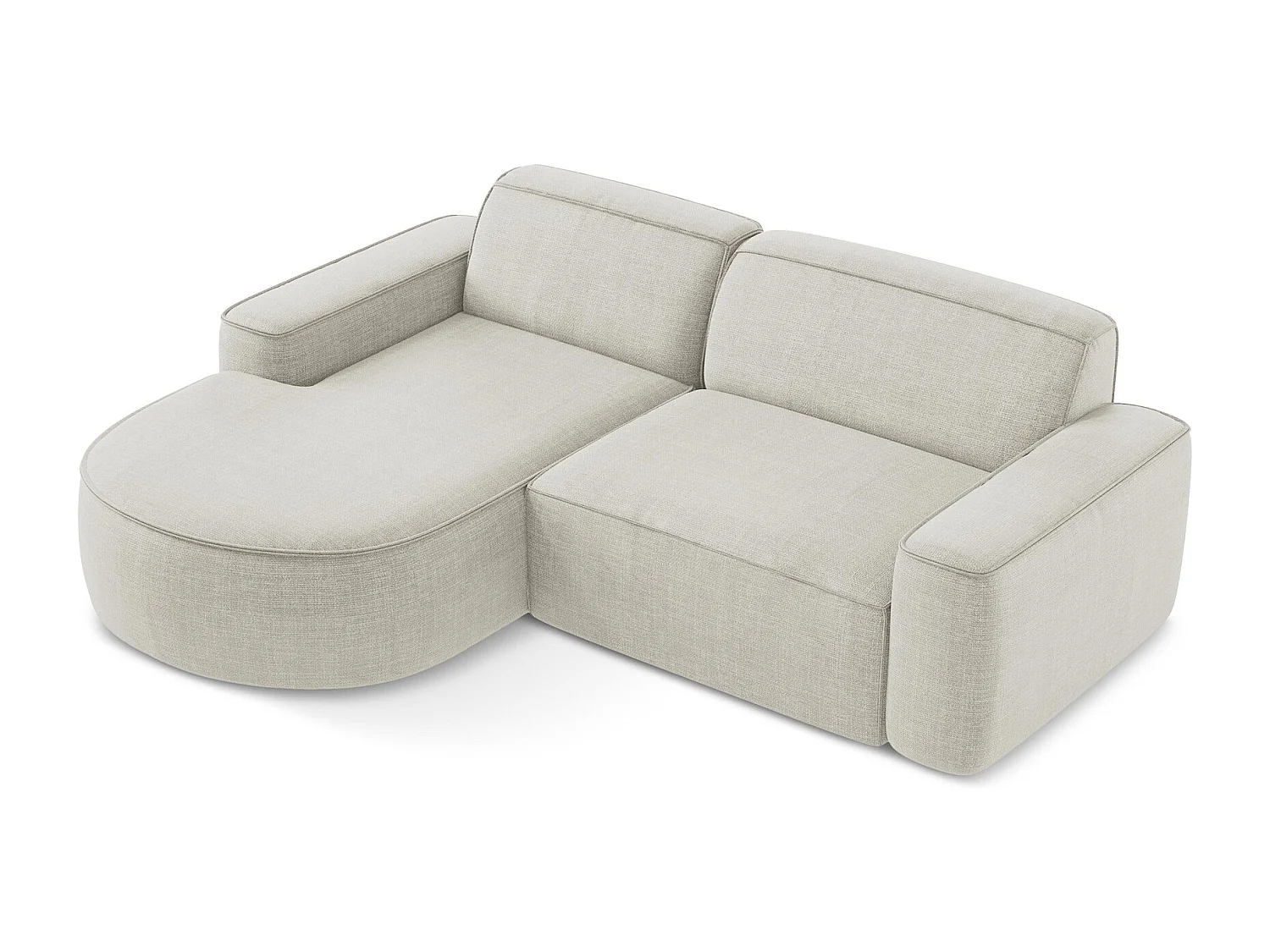 Modulaire hoekbank links van lichtbeige textuurstof - OMAO