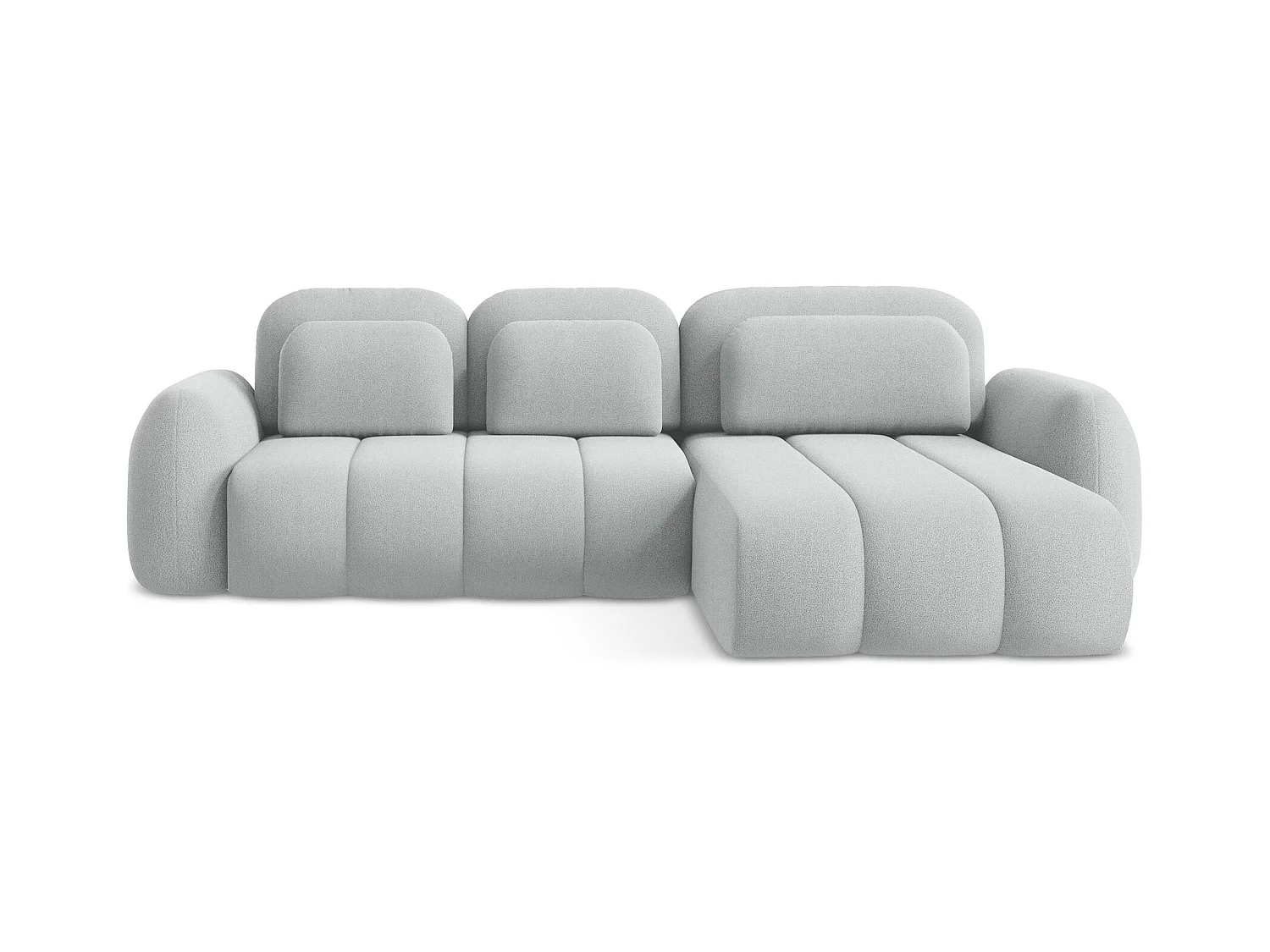 Canapé d'angle droit convertible en tissu bouclette - gris clair - PELE