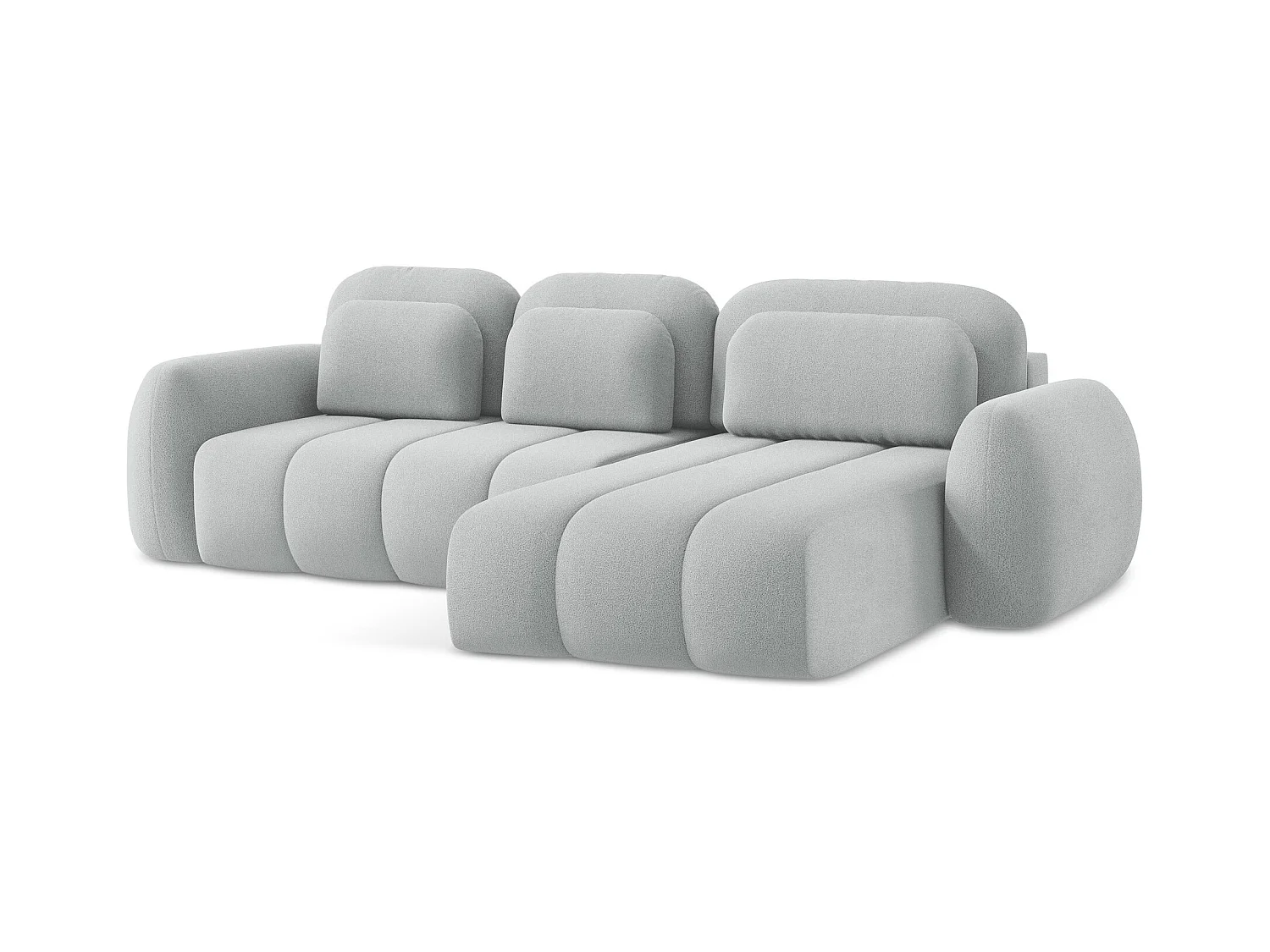 Canapé d'angle droit convertible en tissu bouclette - gris clair - PELE