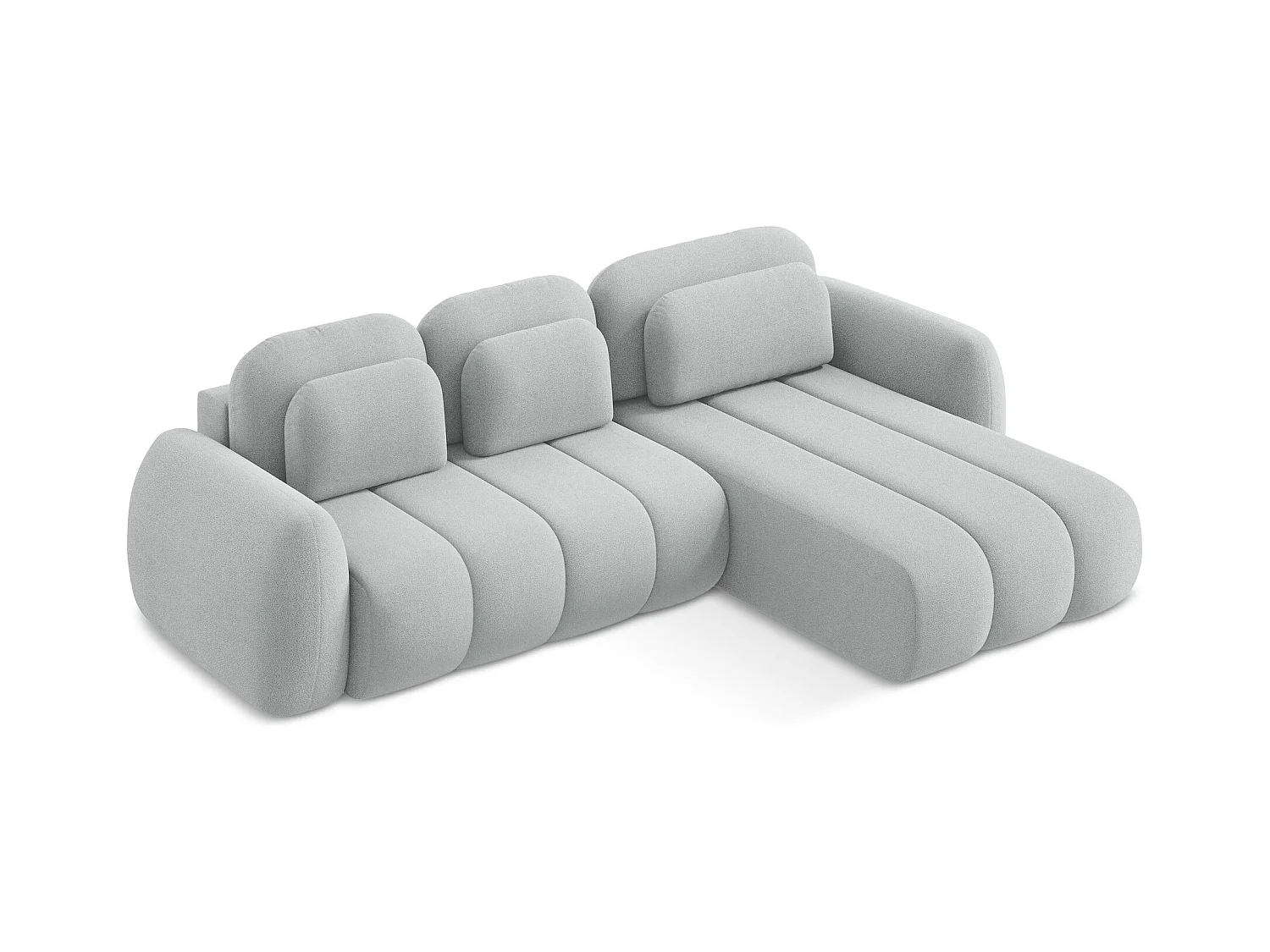 Canapé d'angle droit convertible en tissu bouclette - gris clair - PELE