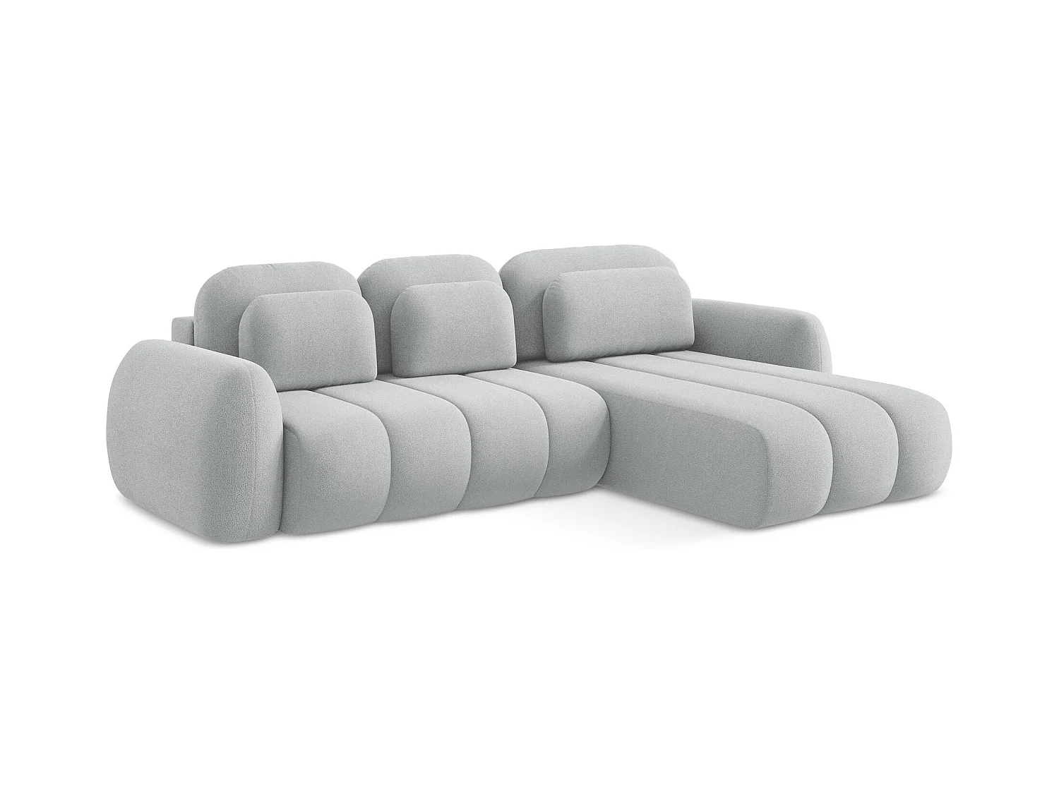 Ecksofa mit Schlaffunktion - Ecke Rechts - Bouclé - Hellgrau - PELE