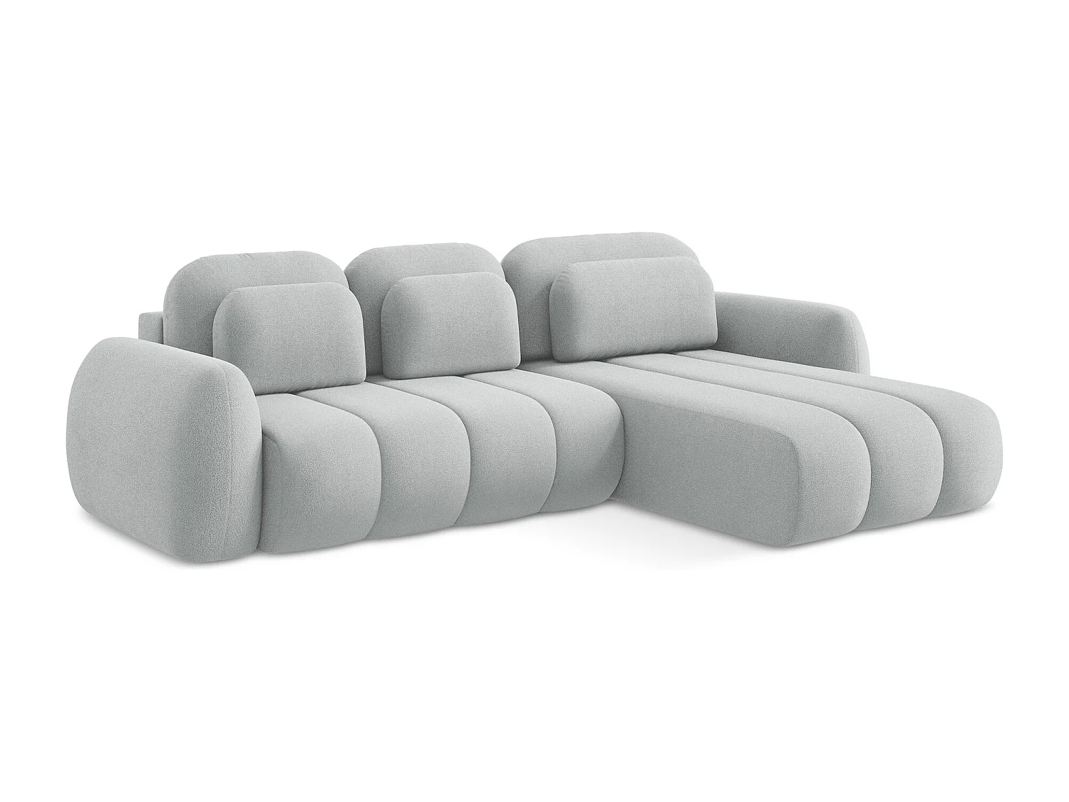 Canapé d'angle droit convertible en tissu bouclette - gris clair - PELE