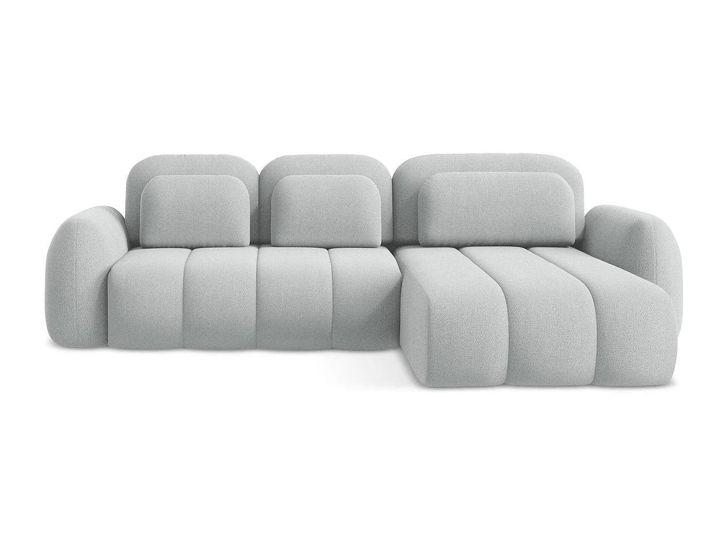 Canapé d'angle droit convertible en tissu bouclette - gris clair - PELE