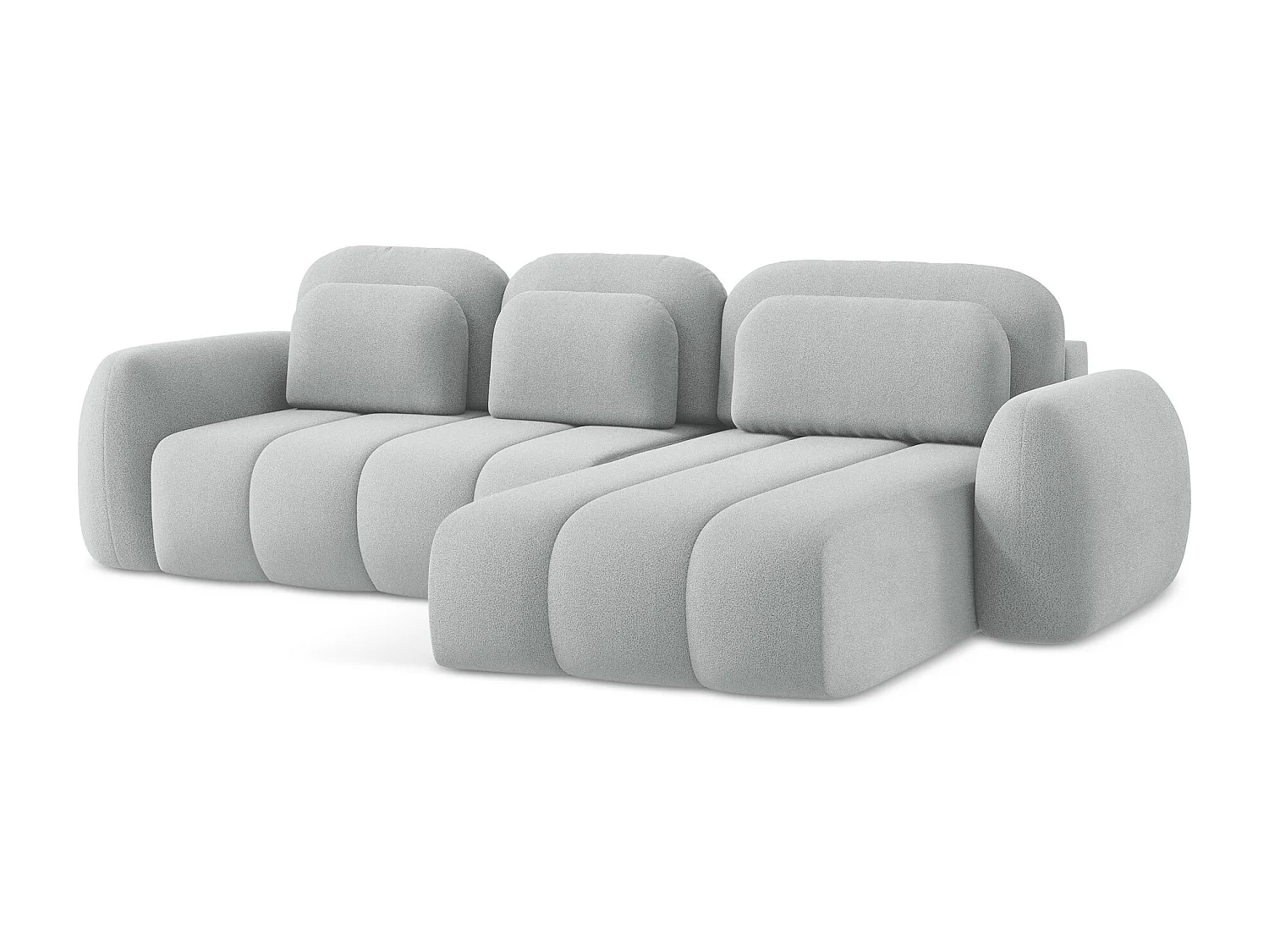 Canapé d'angle droit convertible en tissu bouclette - gris clair - PELE