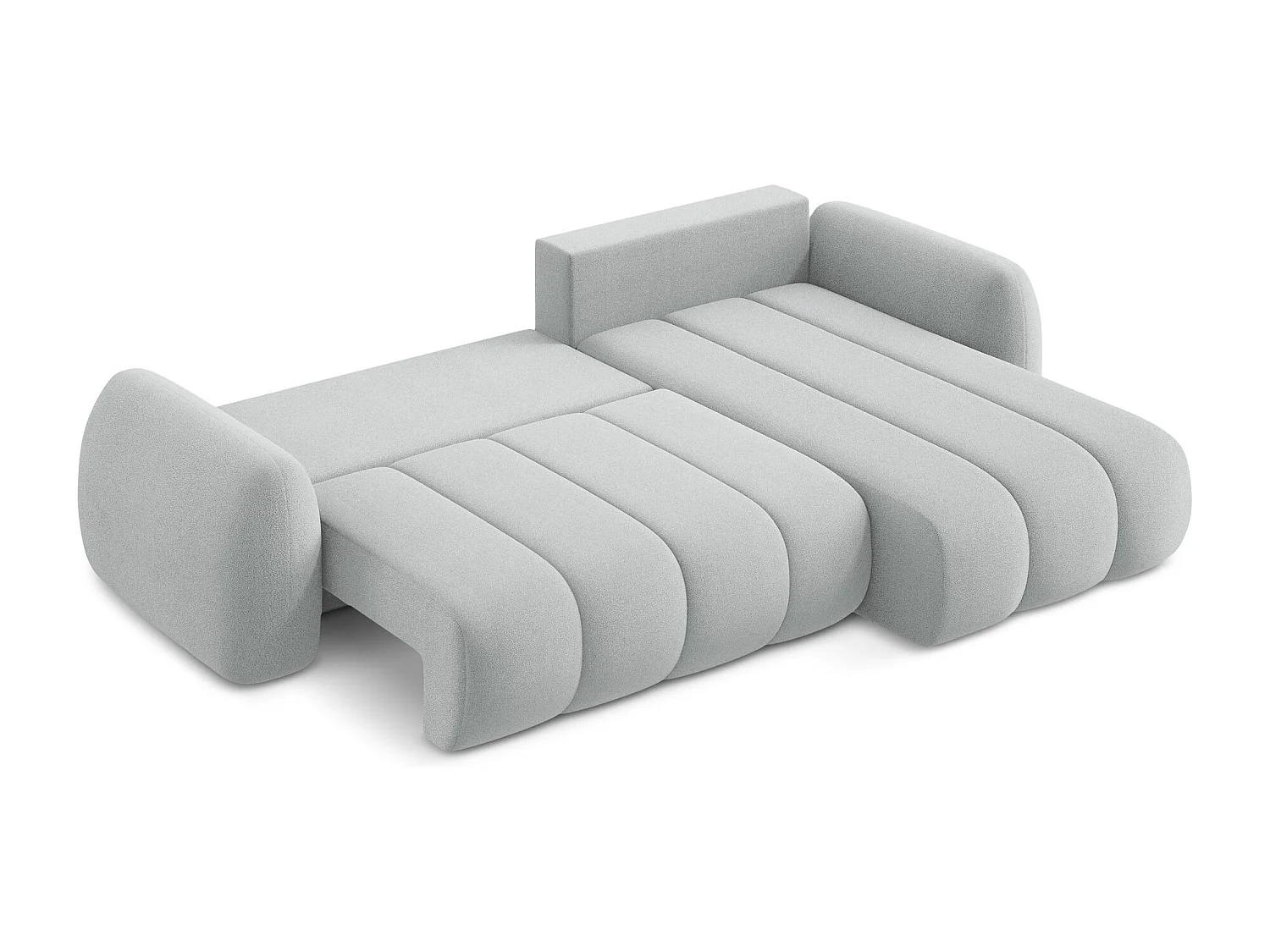 Canapé d'angle droit convertible en tissu bouclette - gris clair - PELE