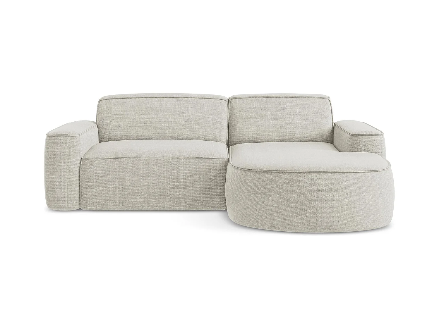 Canapé d'angle 2,5 places modulaire droit en tissu texturé - beige clair - OMAO