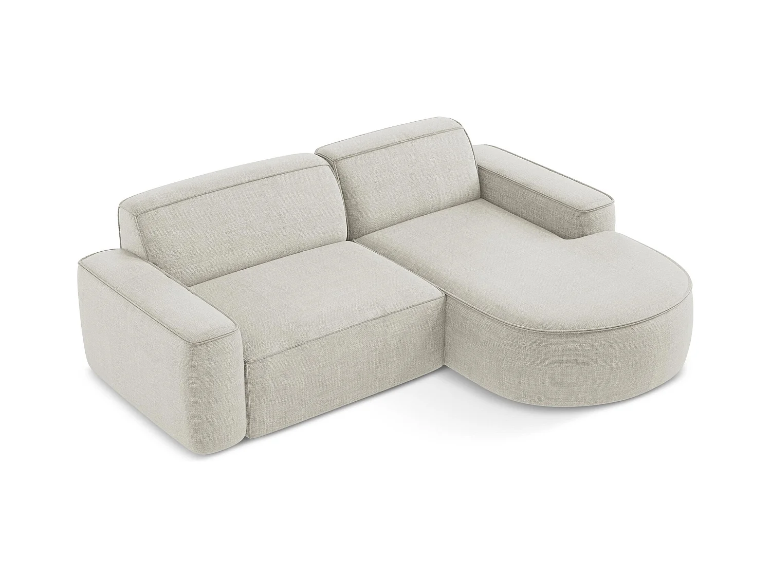 Canapé d'angle 2,5 places modulaire droit en tissu texturé - beige clair - OMAO