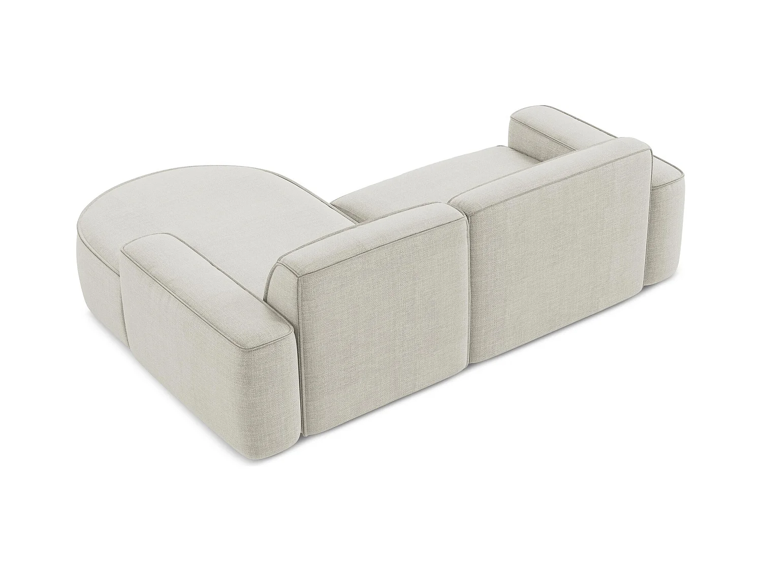 Canapé d'angle 2,5 places modulaire droit en tissu texturé - beige clair - OMAO