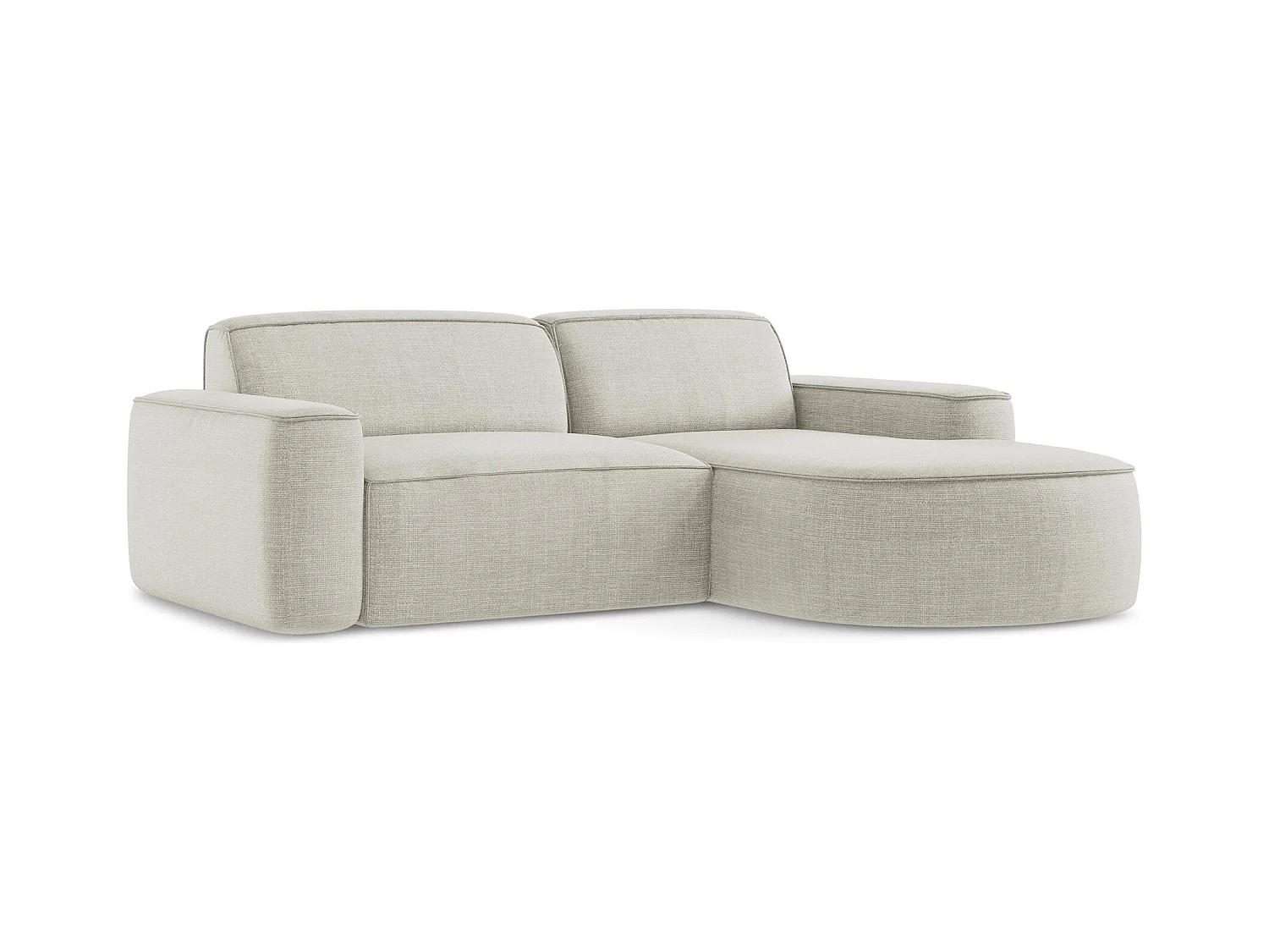 2,5-Sitzer Modulares Ecksofa - Ecke Rechts - Strukturstoff - Hell beige - OMAO