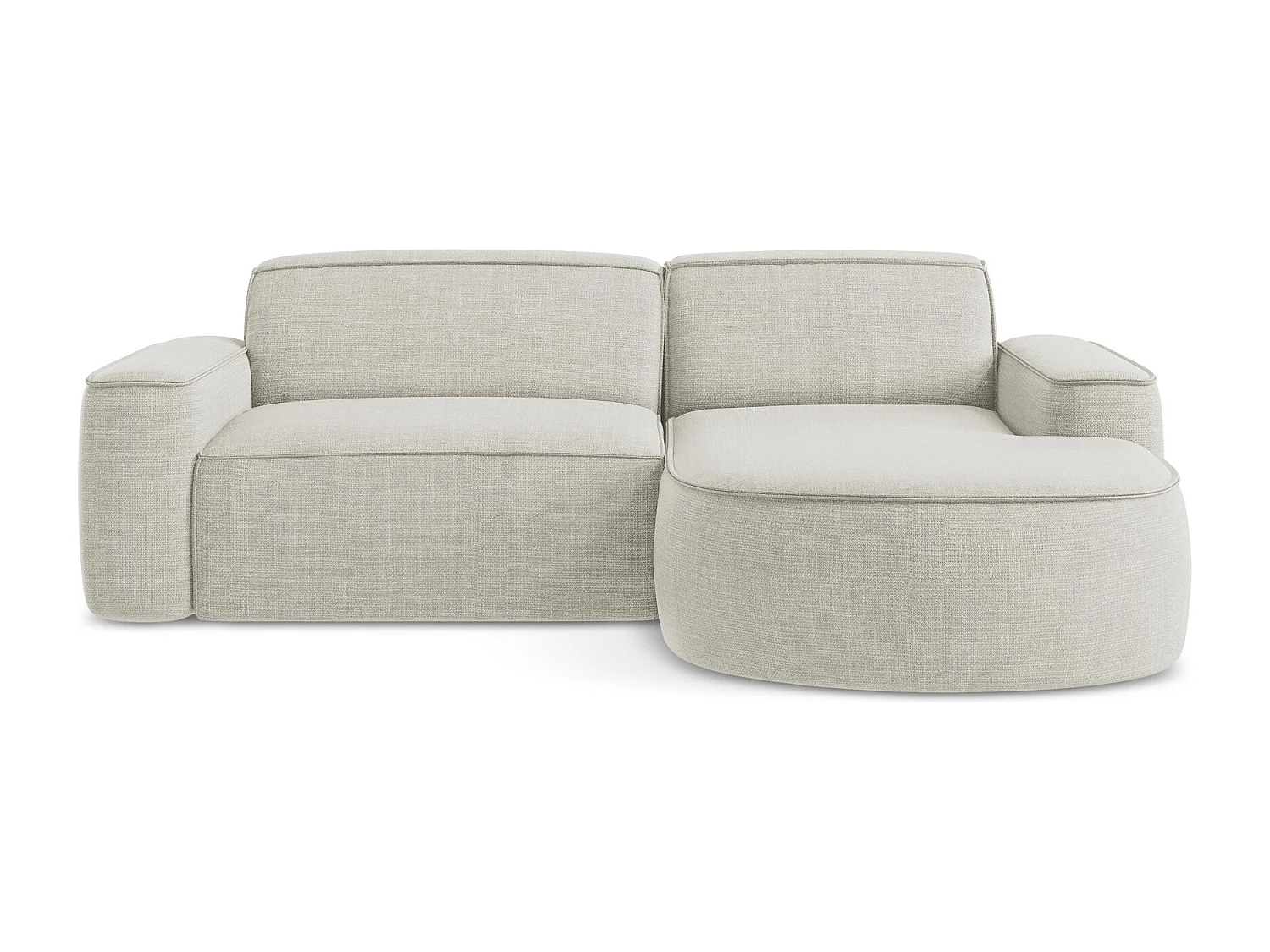 Canapé d'angle 2,5 places modulaire droit en tissu texturé - beige clair - OMAO