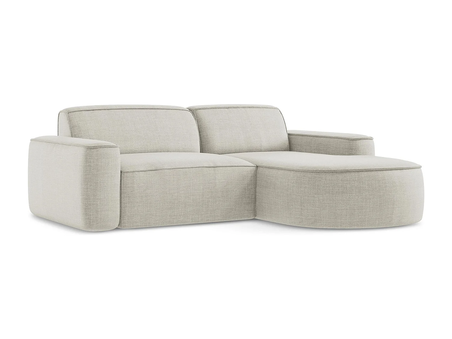 Modulaire hoekbank rechts van lichtbeige textuurstof - OMAO