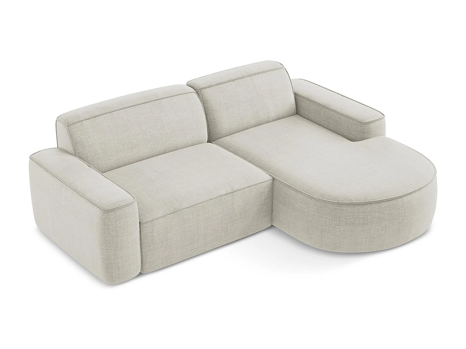 Modulaire hoekbank rechts van lichtbeige textuurstof - OMAO