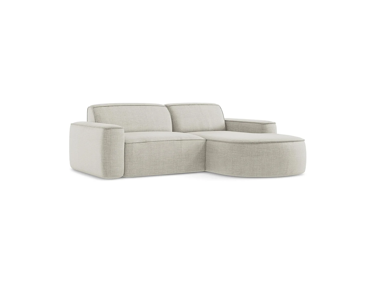 Modulaire hoekbank rechts van lichtbeige textuurstof - MELISSA