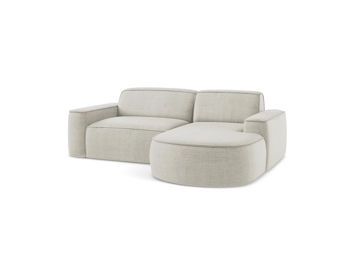 Modulaire hoekbank rechts van lichtbeige textuurstof - MELISSA