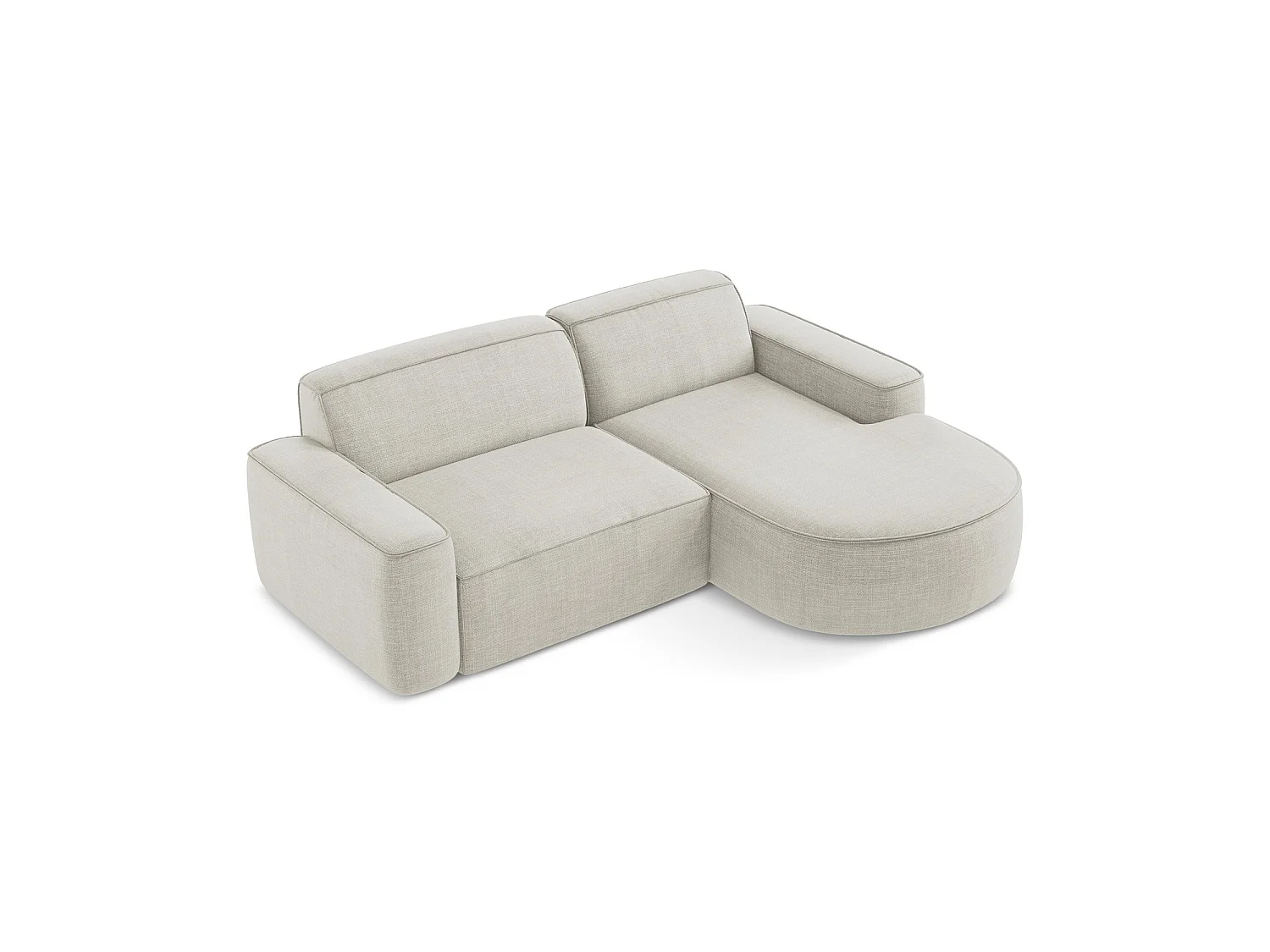 Modulaire hoekbank rechts van lichtbeige textuurstof - MELISSA