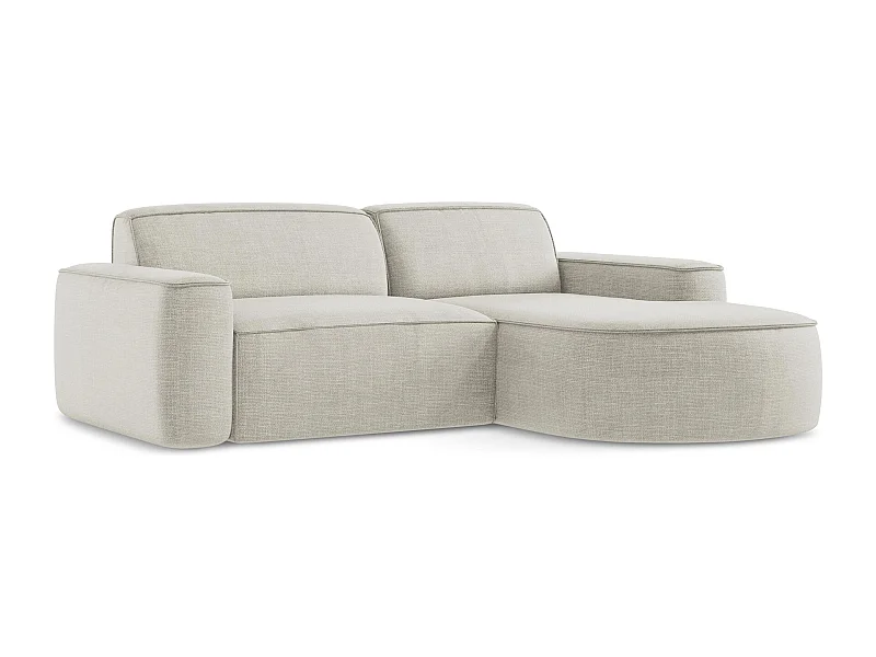 Canapé d'angle 2,5 places modulaire droit en tissu texturé - beige clair - OMAO