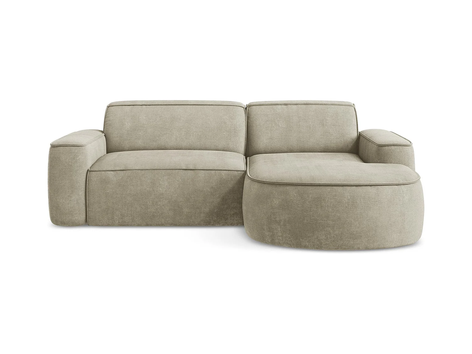 Canapé d'angle 2,5 places modulaire droit en tissu chenille - beige - OMAO