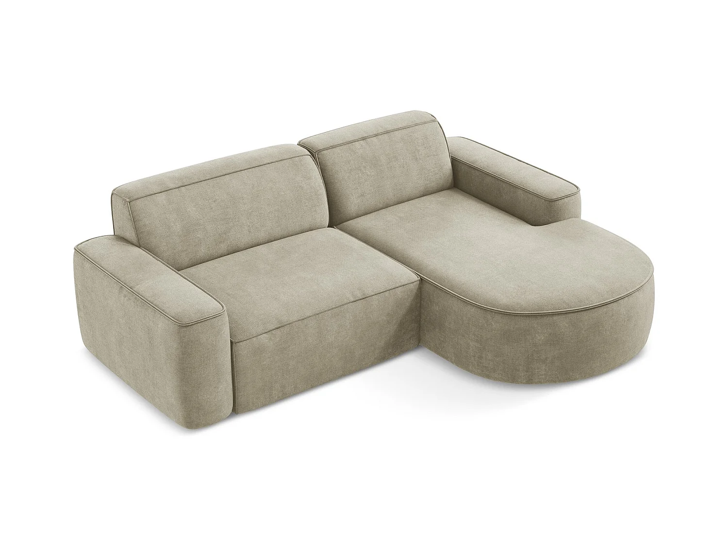 Canapé d'angle 2,5 places modulaire droit en tissu chenille - beige - OMAO