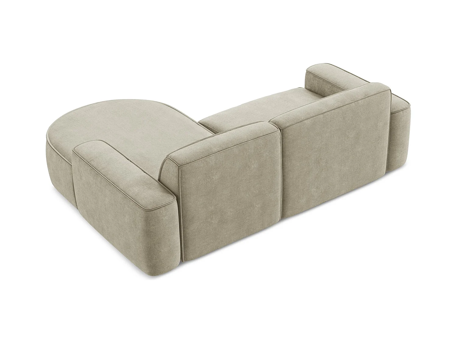 Canapé d'angle 2,5 places modulaire droit en tissu chenille - beige - OMAO
