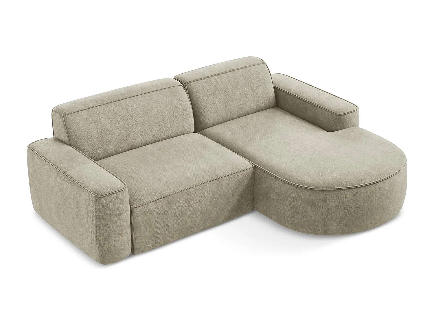 Canapé d'angle 2,5 places modulaire droit en tissu chenille - beige - OMAO