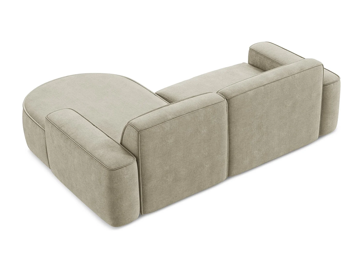 Canapé d'angle 2,5 places modulaire droit en tissu chenille - beige - OMAO
