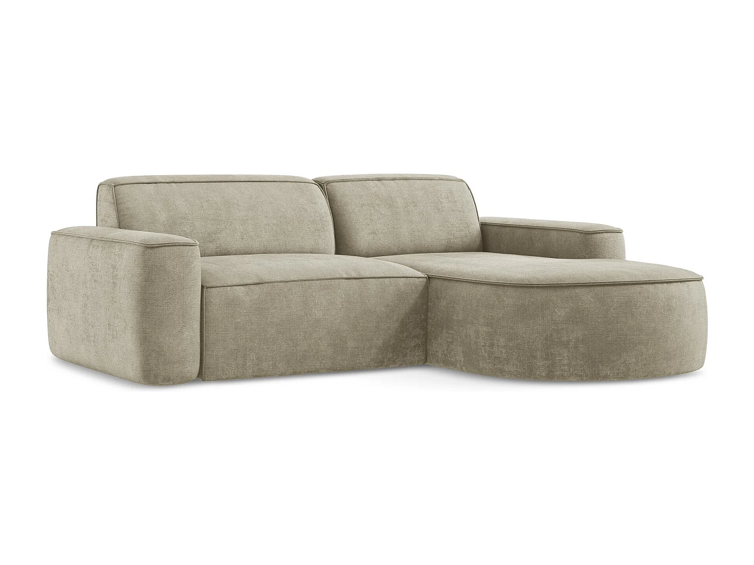 Modulaire hoekbank rechts van beige chenille stof - OMAO