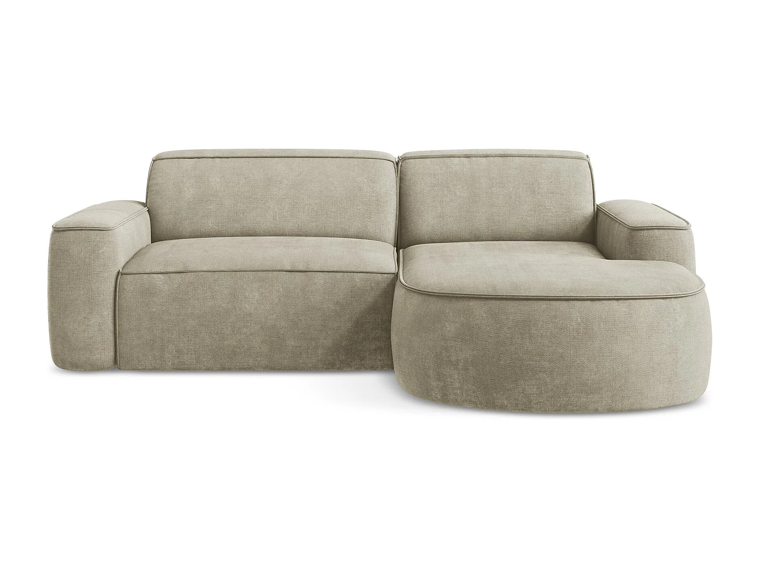 Modulaire hoekbank rechts van beige chenille stof - OMAO