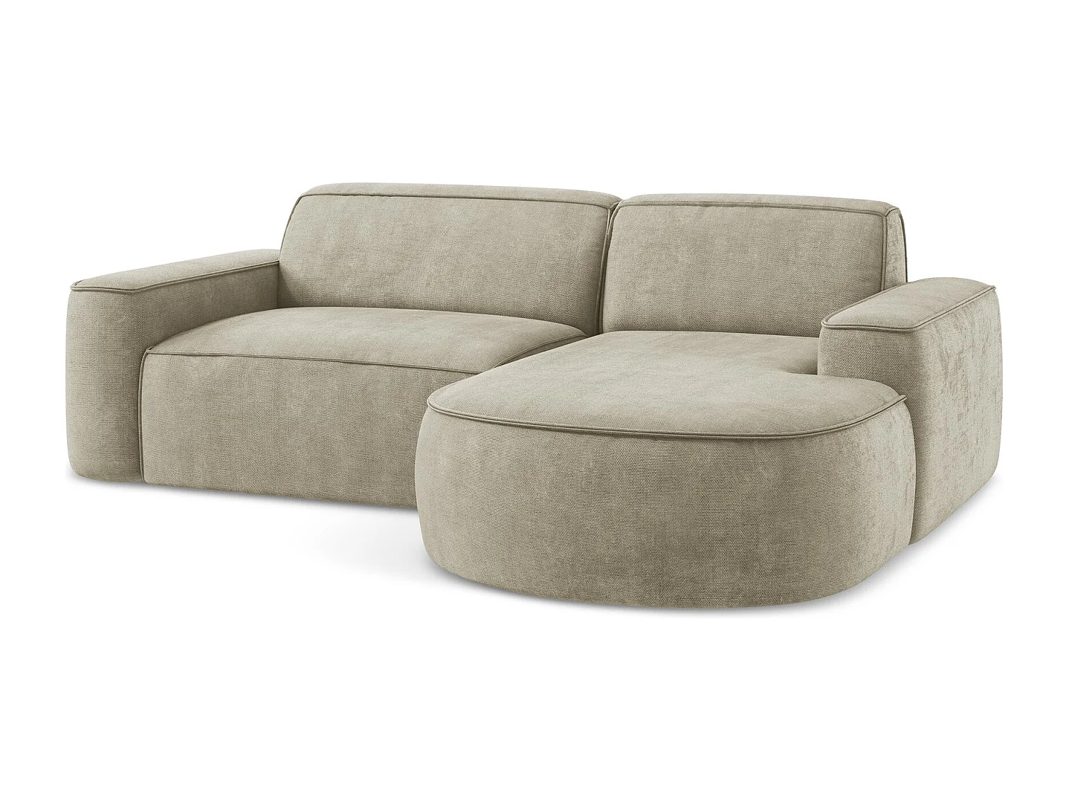 Modulaire hoekbank rechts van beige chenille stof - OMAO