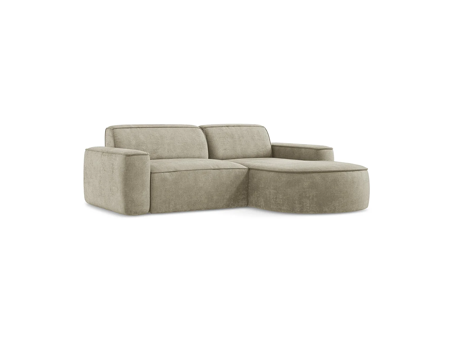 Modulaire hoekbank rechts van beige chenille stof - MELISSA