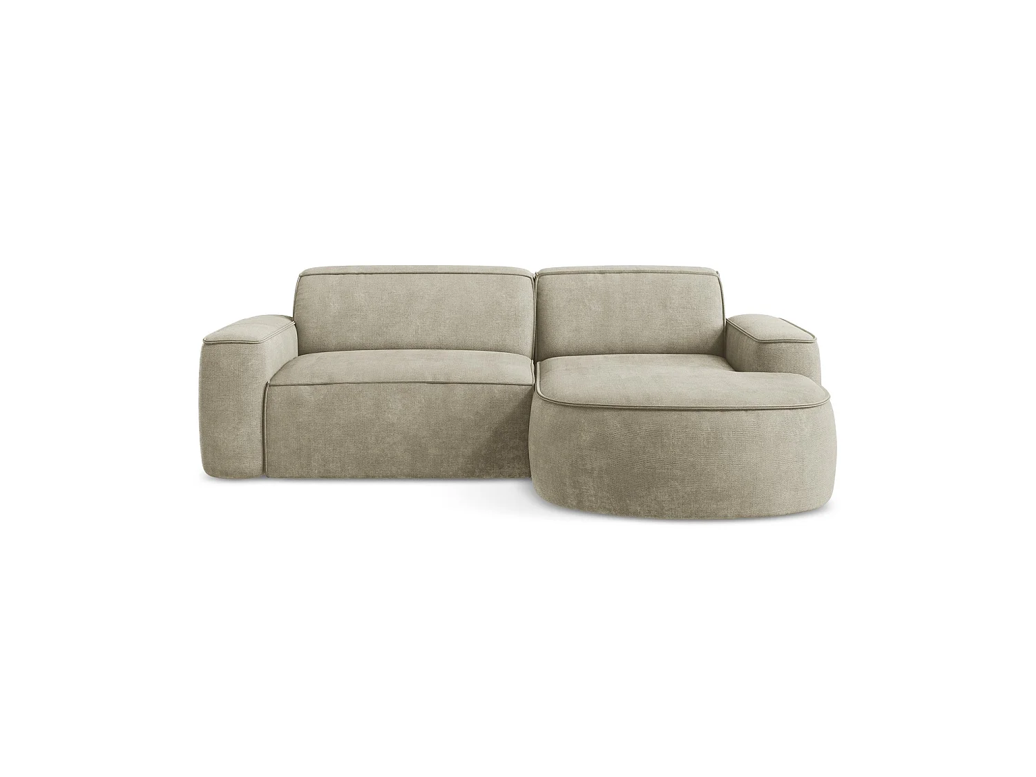 Modulaire hoekbank rechts van beige chenille stof - MELISSA