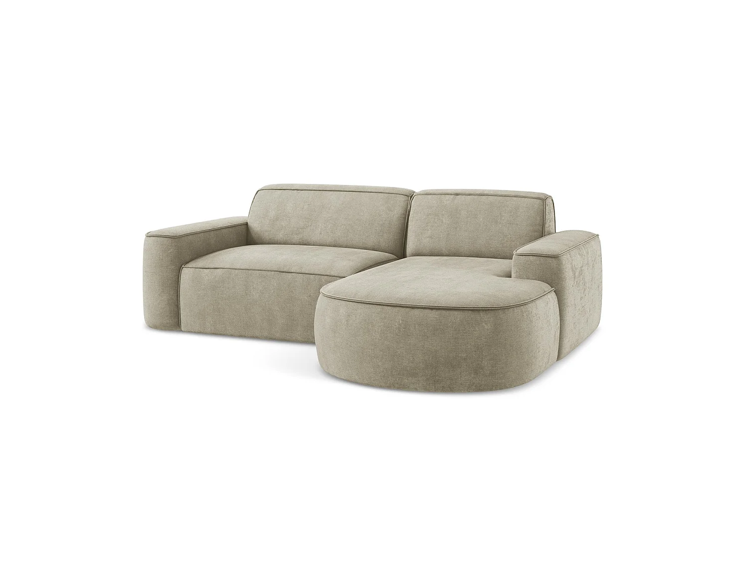 Modulaire hoekbank rechts van beige chenille stof - MELISSA