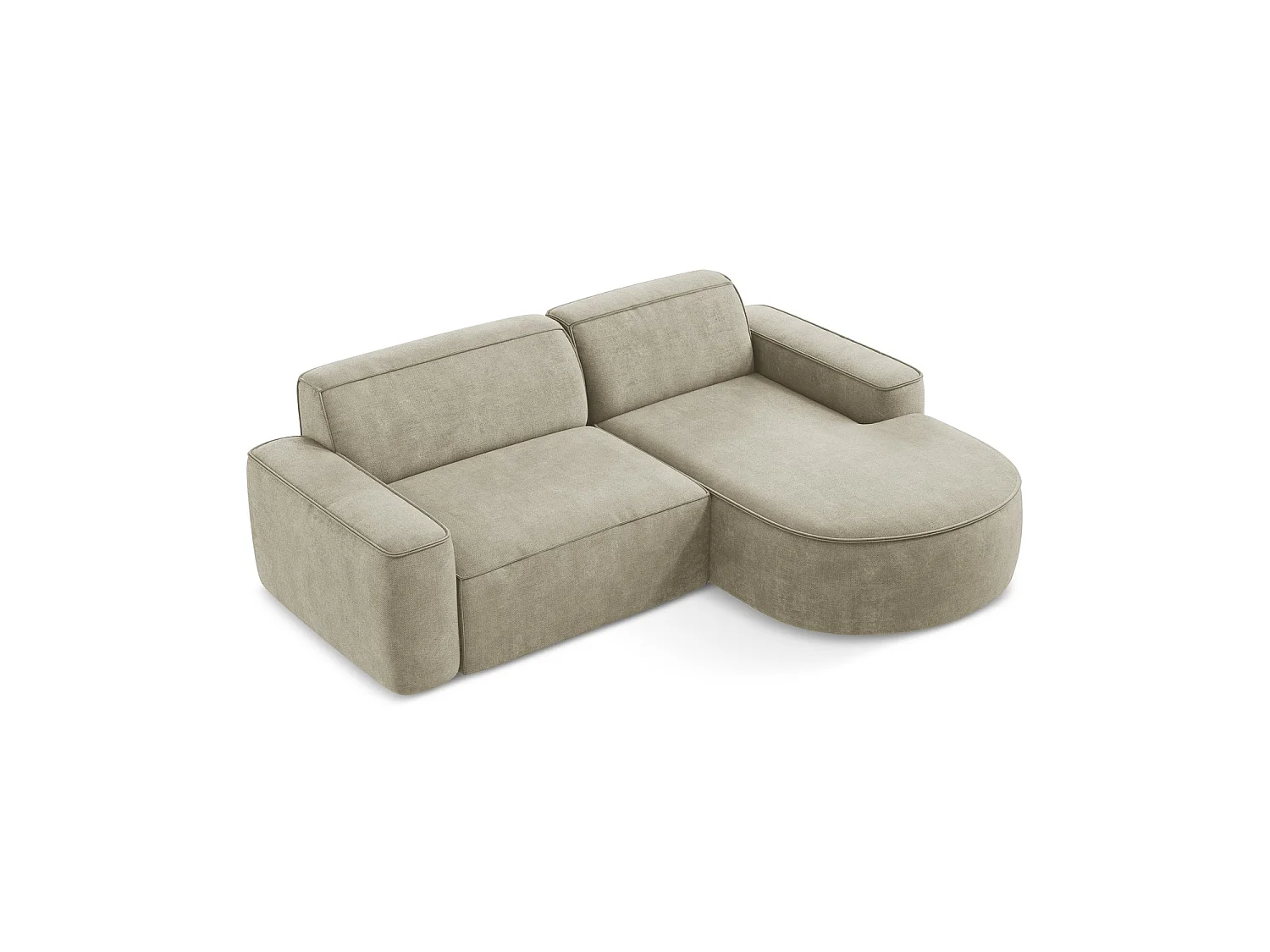 Modulaire hoekbank rechts van beige chenille stof - MELISSA