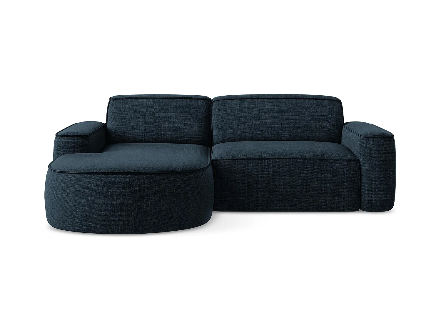 Canapé d'angle 2,5 places modulaire gauche en tissu texturé - bleu royal - OMAO