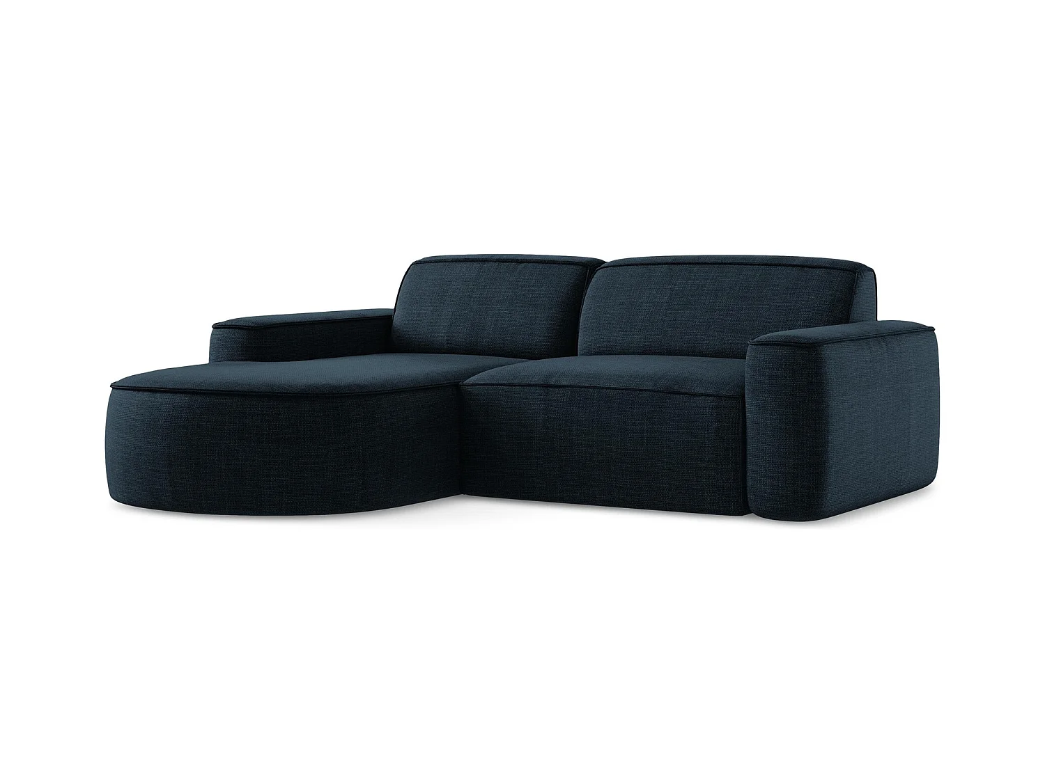 Canapé d'angle 2,5 places modulaire gauche en tissu texturé - bleu royal - OMAO