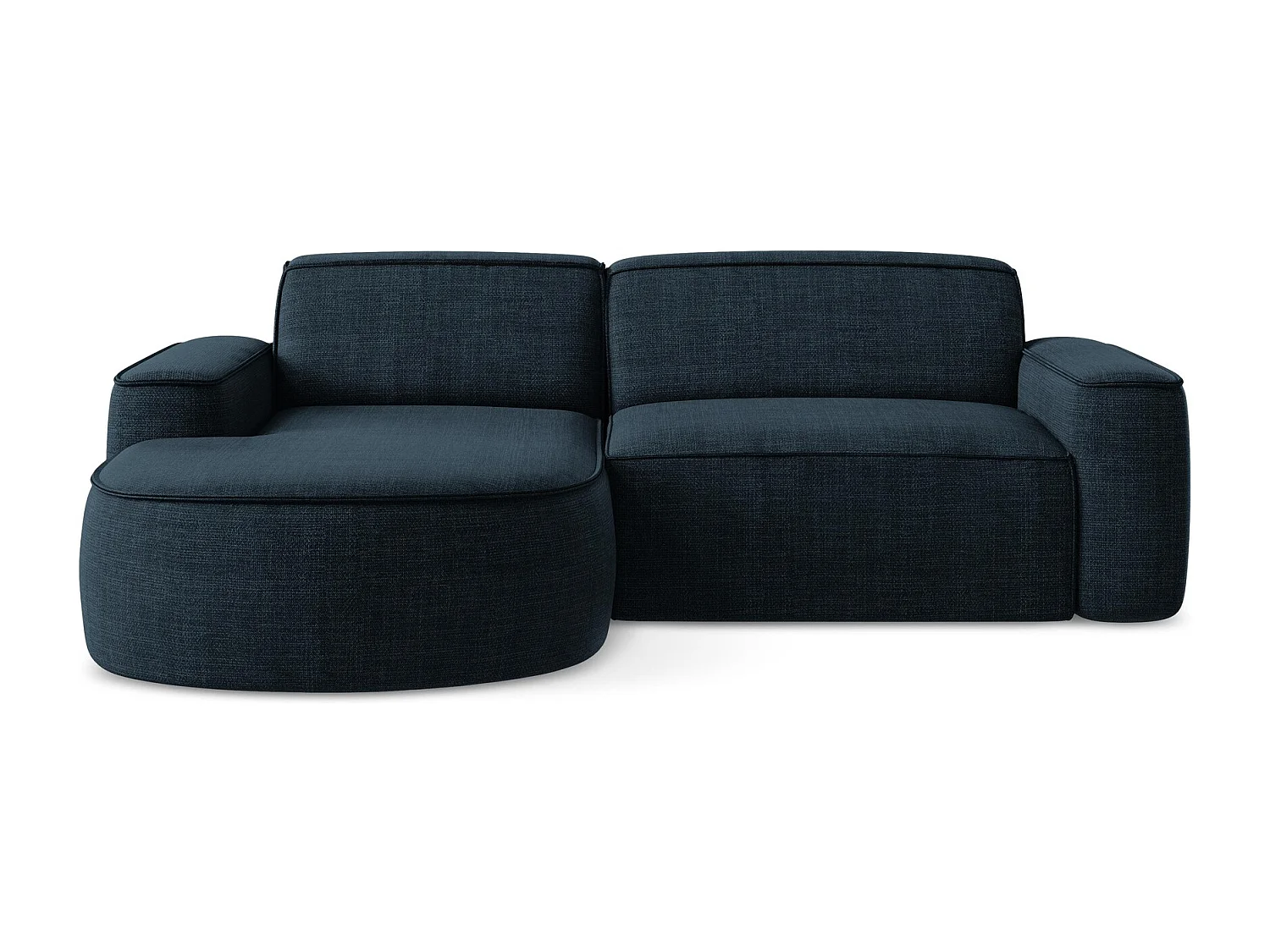 Canapé d'angle 2,5 places modulaire gauche en tissu texturé - bleu royal - OMAO