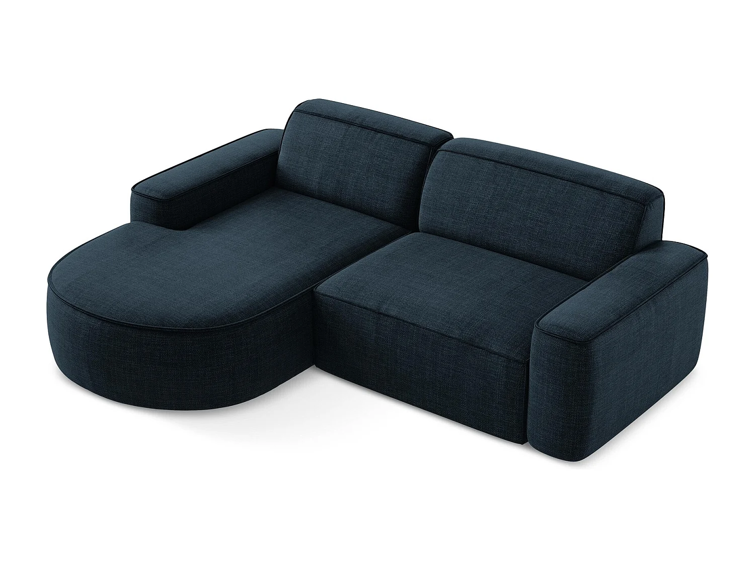 Canapé d'angle 2,5 places modulaire gauche en tissu texturé - bleu royal - OMAO