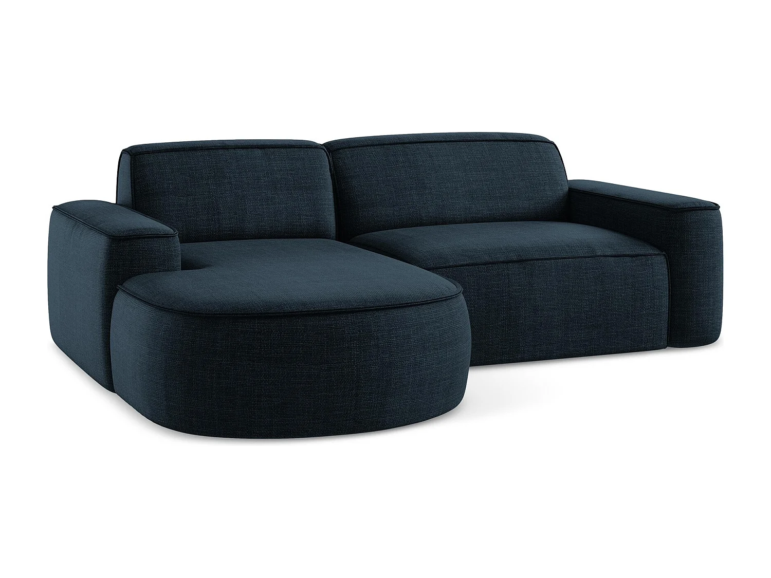 Modulaire hoekbank links van koningsblauw textuurstof - OMAO