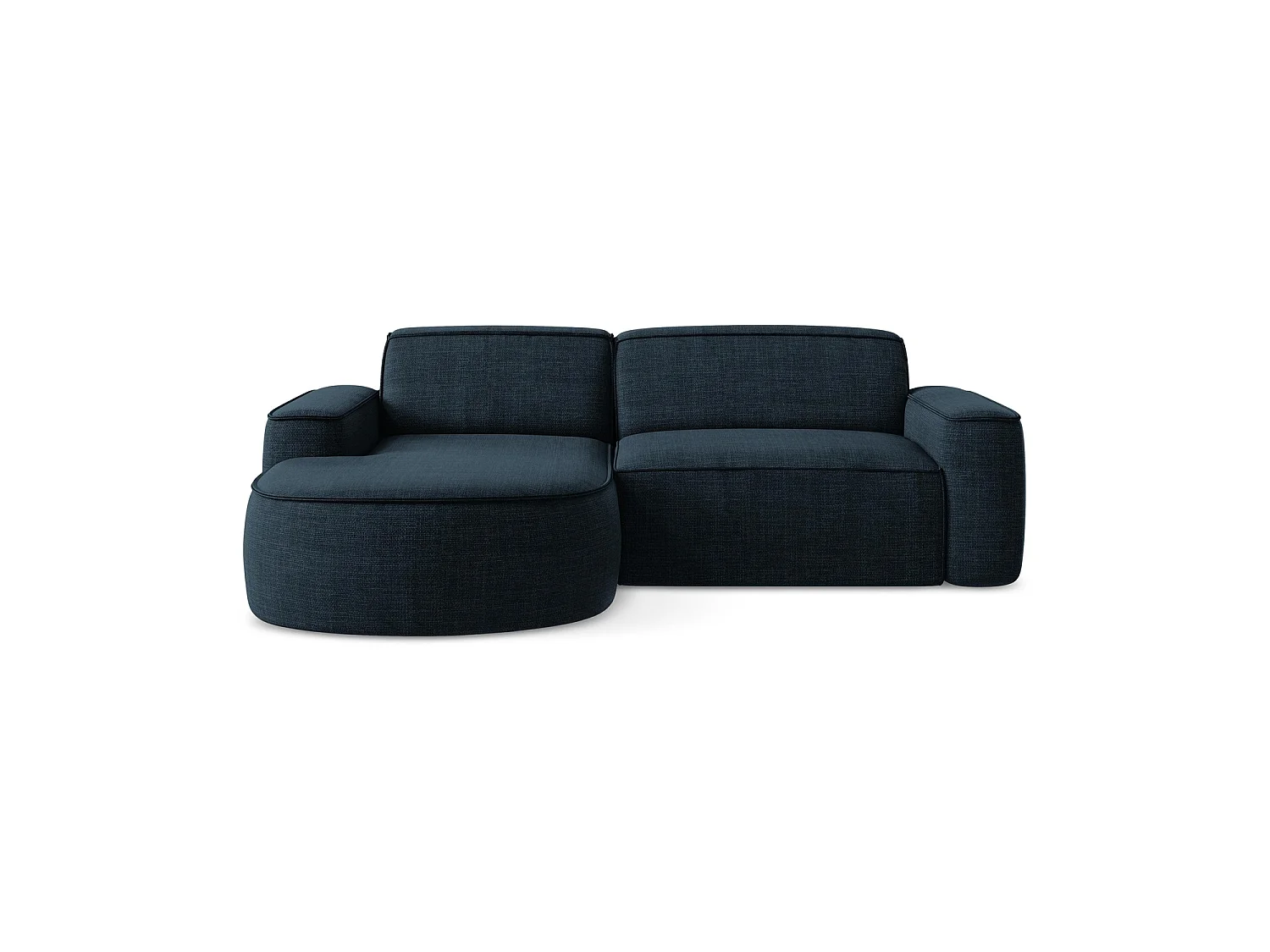 Canapé d'angle 2,5 places modulaire gauche en tissu texturé - bleu royal - MELISSA