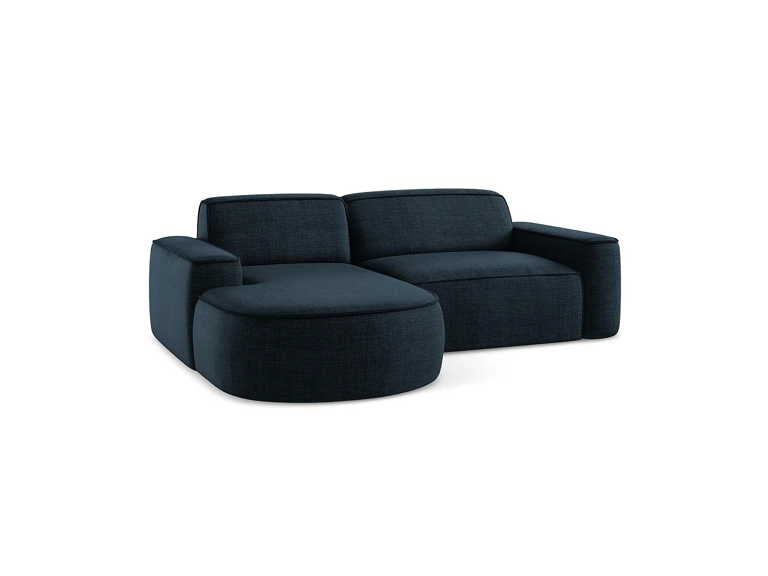 Canapé d'angle 2,5 places modulaire gauche en tissu texturé - bleu royal - MELISSA