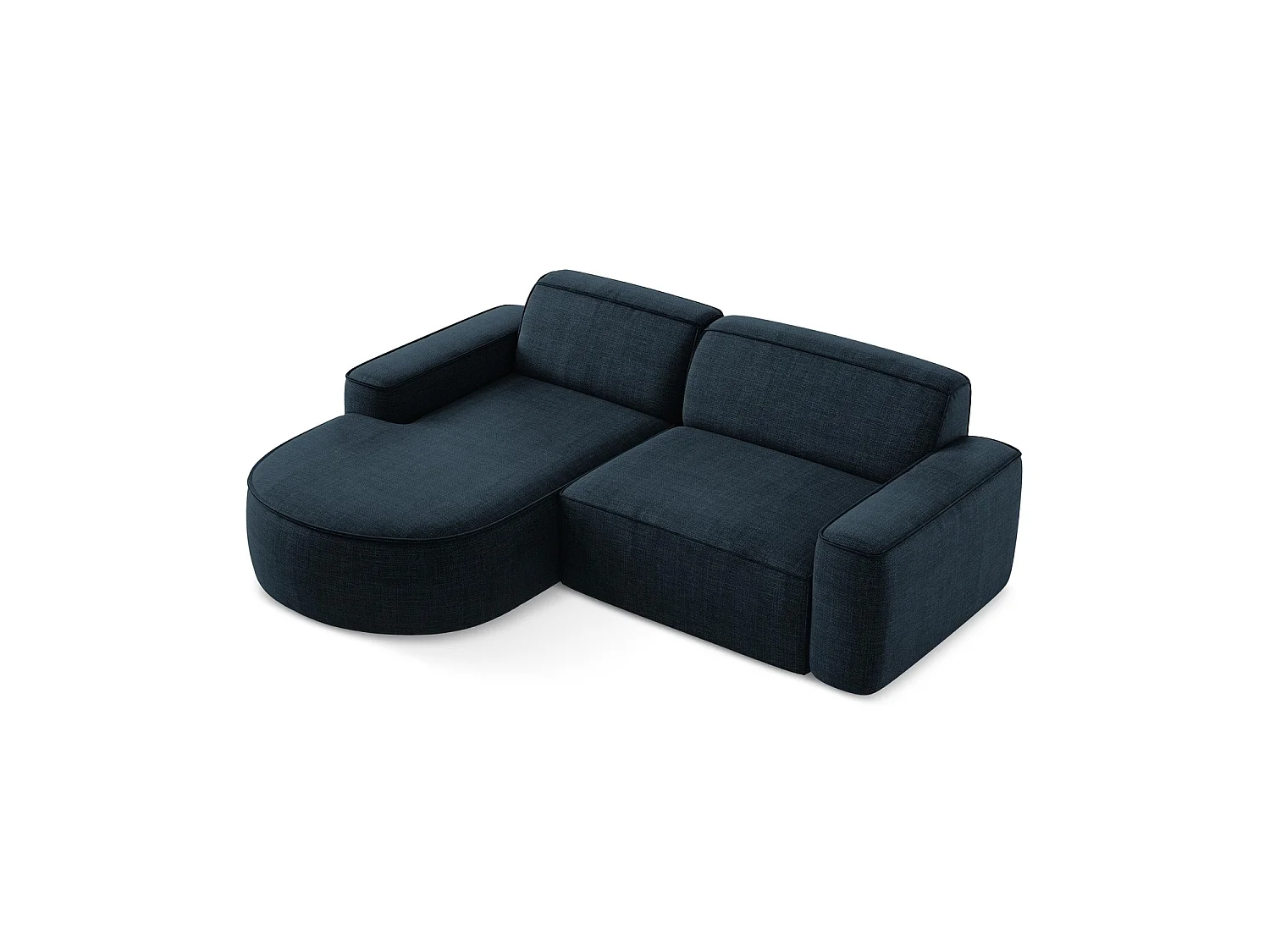 Canapé d'angle 2,5 places modulaire gauche en tissu texturé - bleu royal - MELISSA