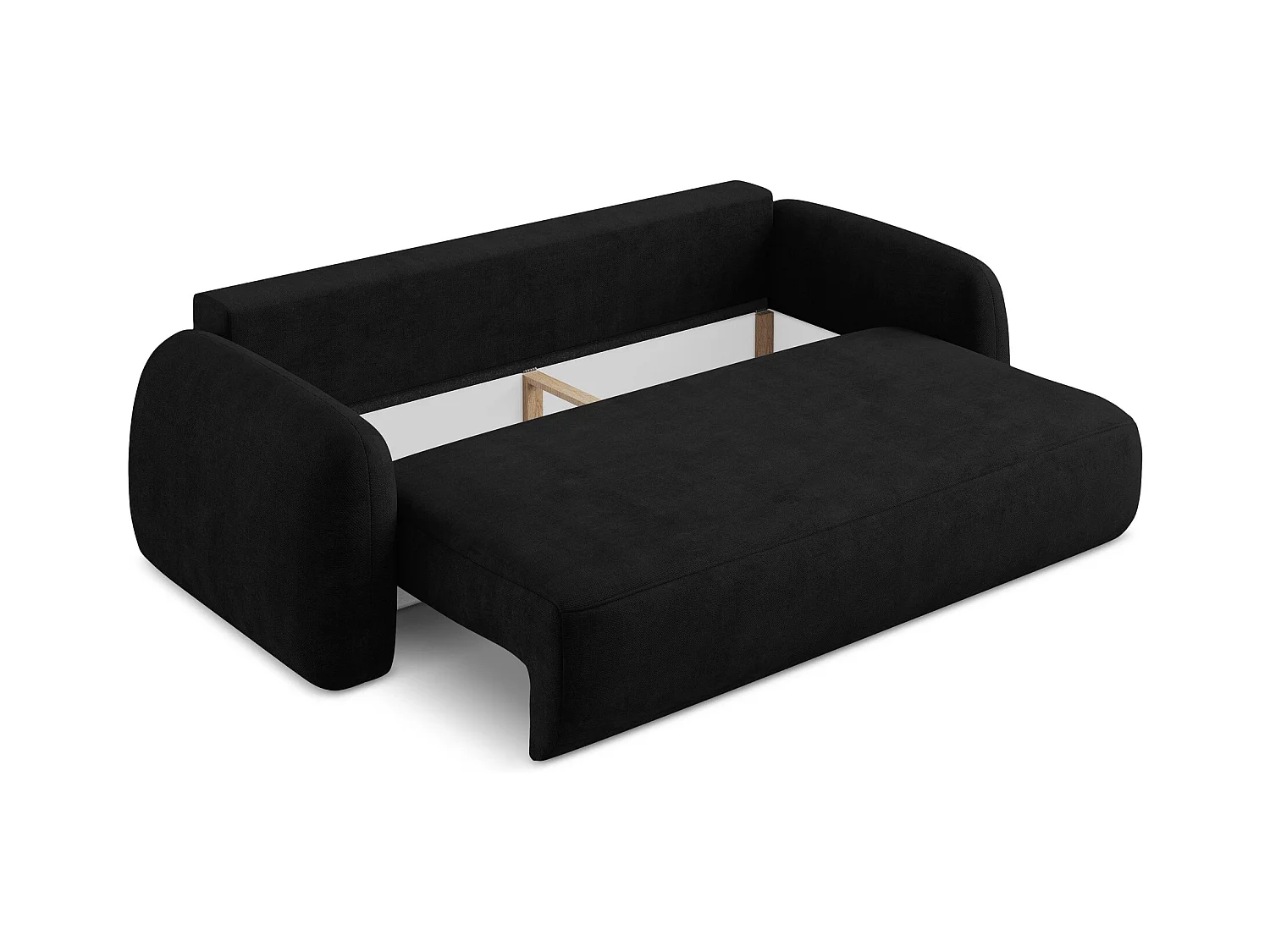 Canapé 3 places convertible en tissu chenille - noir - HALE