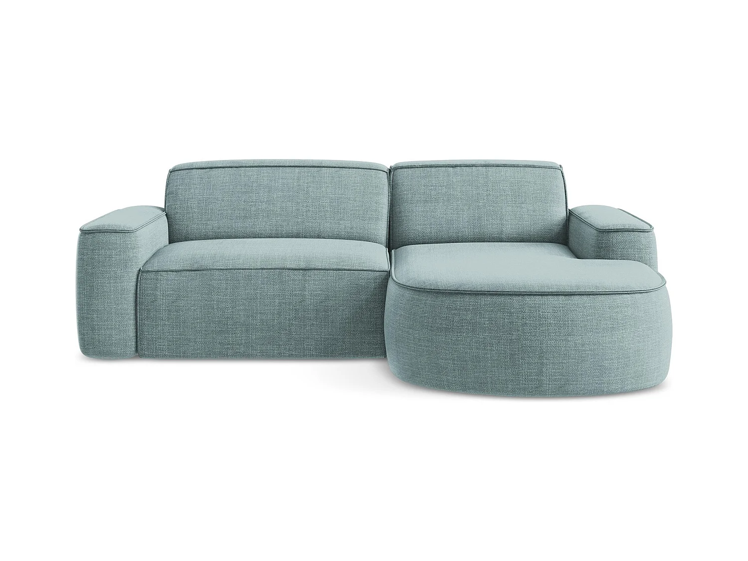 Canapé d'angle 2,5 places modulaire droit en tissu texturé - jeans - OMAO