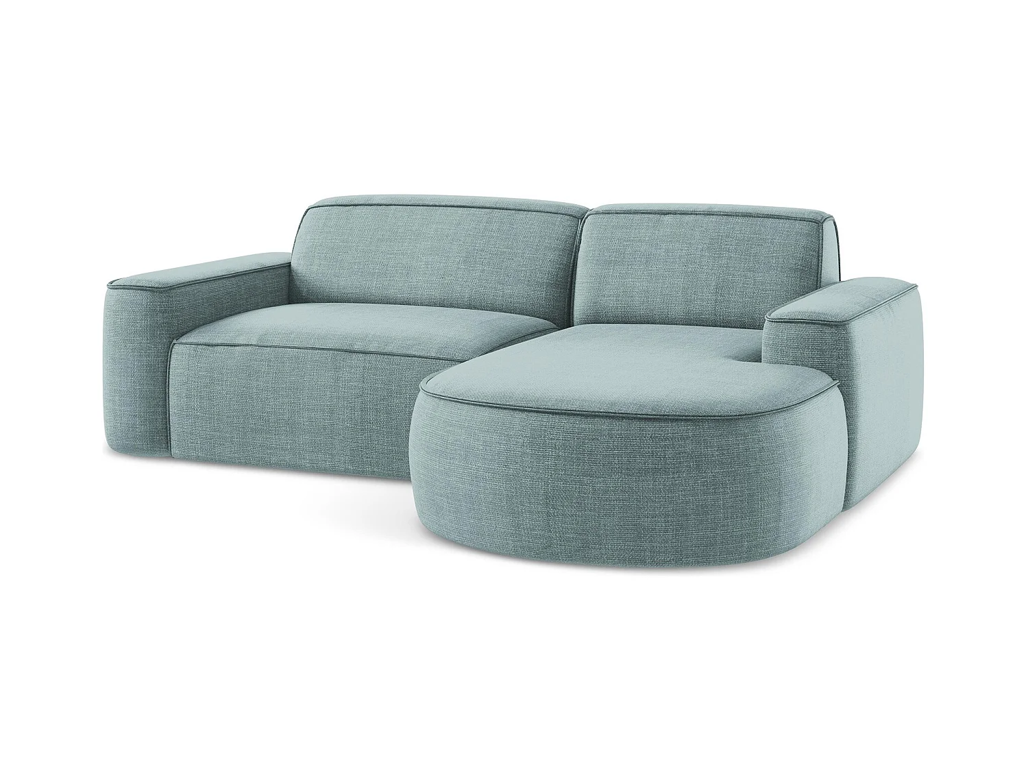 Canapé d'angle 2,5 places modulaire droit en tissu texturé - jeans - OMAO