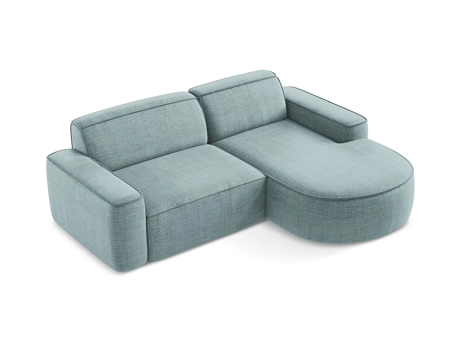 Canapé d'angle 2,5 places modulaire droit en tissu texturé - jeans - OMAO