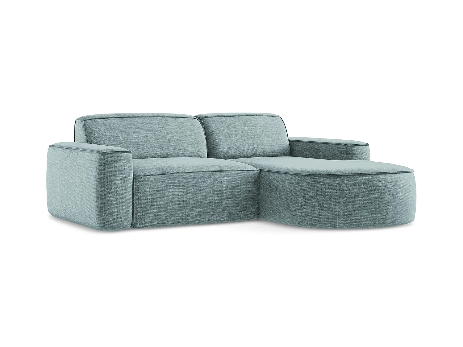 Canapé d'angle 2,5 places modulaire droit en tissu texturé - jeans - OMAO