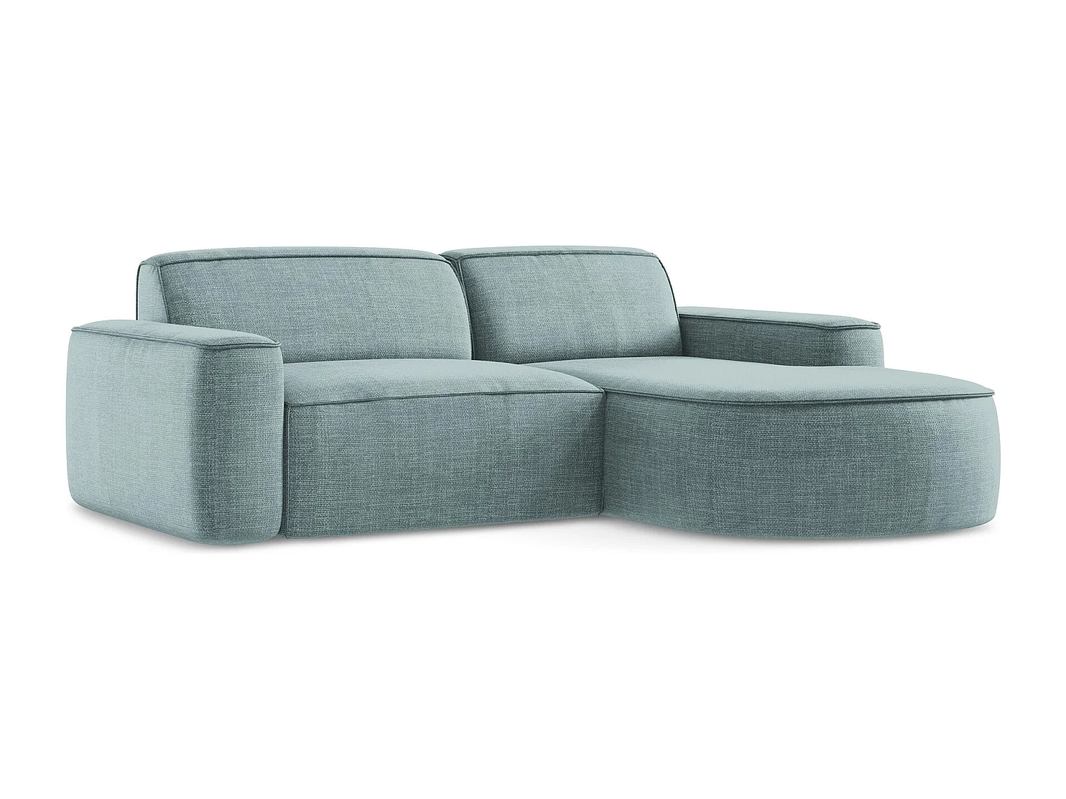 Canapé d'angle 2,5 places modulaire droit en tissu texturé - jeans - OMAO