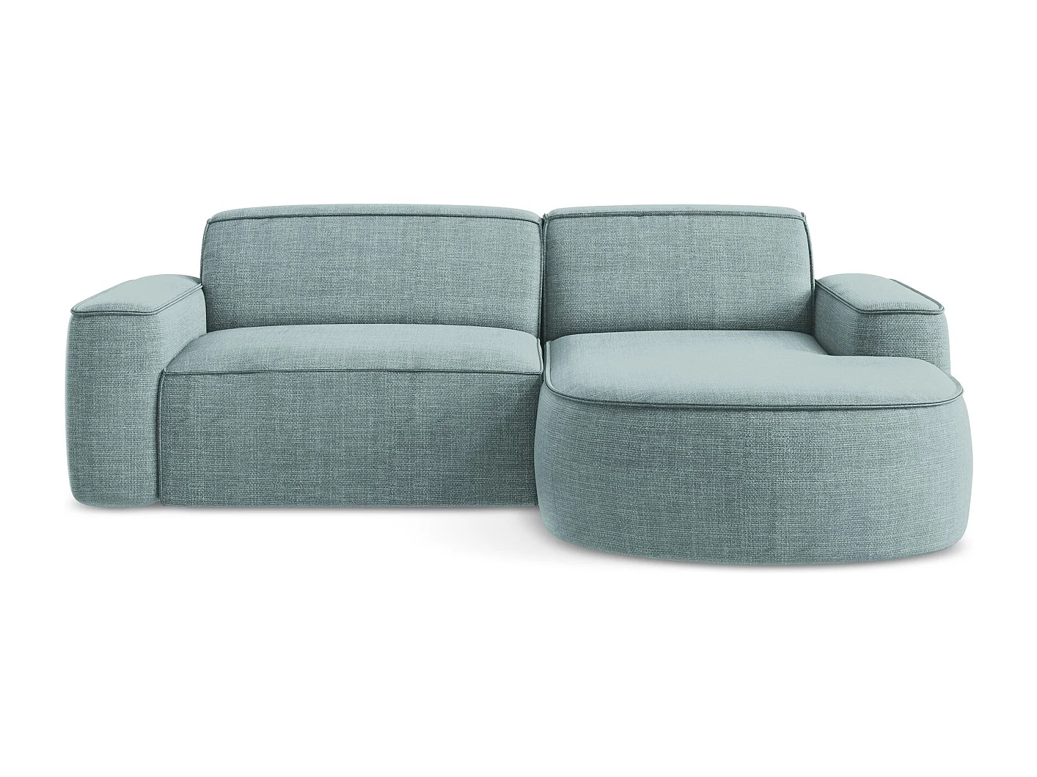 Canapé d'angle 2,5 places modulaire droit en tissu texturé - jeans - OMAO