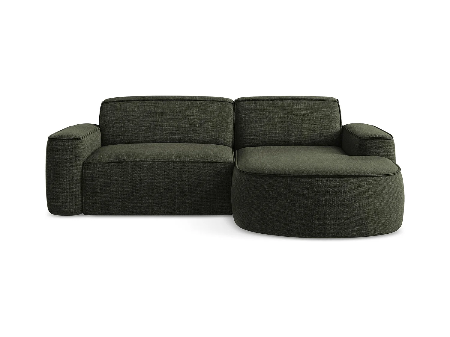 Canapé d'angle 2,5 places modulaire droit en tissu texturé - olive - OMAO